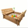 BTExpert Kids Large Wooden Sandbox 47x47 Outdoor Play Sandpit for Backyard Foldable Bench Seats Sand Protection Liner view 1