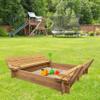 BTExpert Kids Large Wooden Sandbox 47x47 Outdoor Play Sandpit for Backyard Foldable Bench Seats Sand Protection Liner view 2