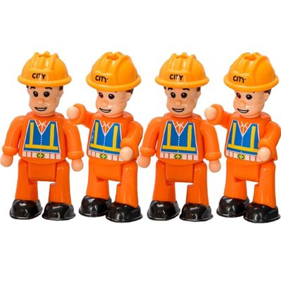 FUNERICA Construction Workers Toy Figurines - Miniature People Figures - 4-Pack