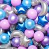 GOGOSO Ball Pit Balls Stars Moon Shapes Plastic Pitballs for Toddler Play Tent Baby Photo Props Kids Pool Water Toys Kiddie Pool Party Decor,Pearl Blue+Pearl Purple+Purple Gray,100PCS view 1