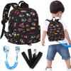 Accmor Toddler Backpack with Leash, Baby Backpacks with Anti Lost Wrist Link, Cute Mini Kids Backpack Leash Walking Harness for Travel, Small Excavator Backpack Tether for Boys Girls 1-3 (Black) view 1