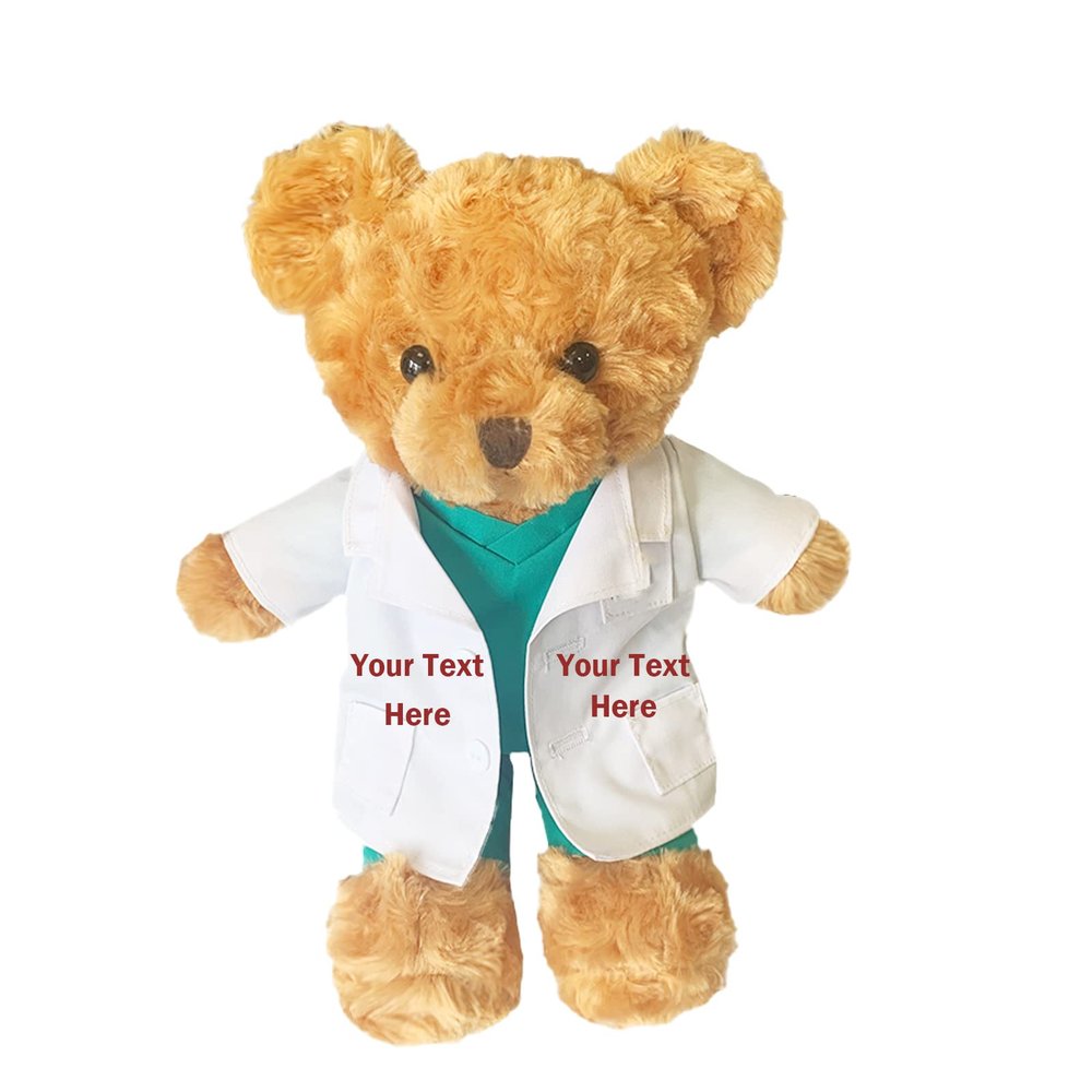 Personalized Doctor Nurse Teddy Bear Stuffed Animal Plush with Customized Text or Blessing, Personalized Gifts for Birthday or Graduation Gifts for College University Graduation (11 inch)