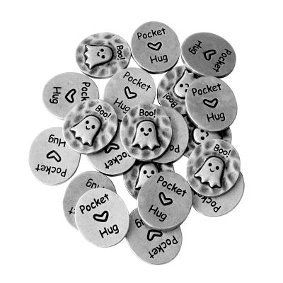 20 Pcs Pocket Hug Ghost Tokens Bulk - Inspirational Metal Coins for Anxiety Relief - Appreciation Gifts for Coworkers, Employees, Volunteers - Long Distance Friendship Keepsake, Miniature Desk Decor