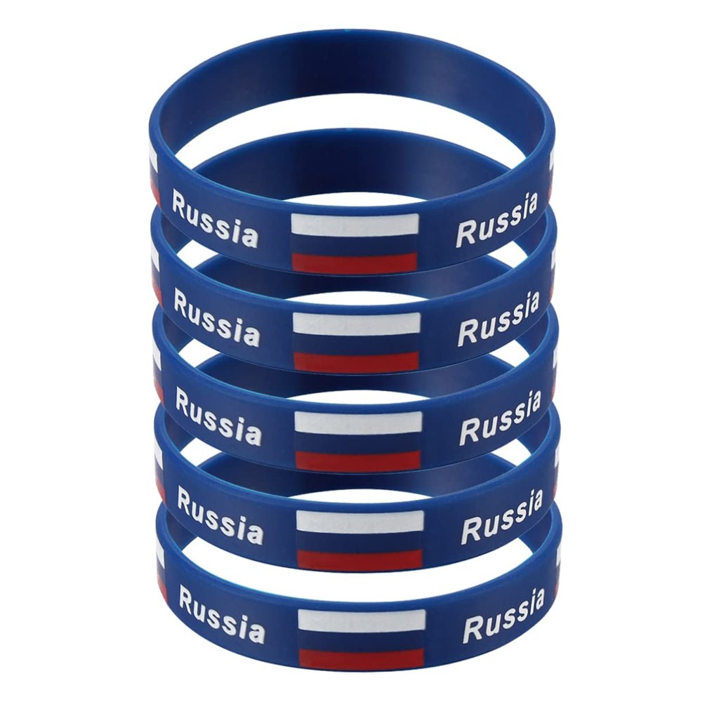 BELLIFFY 5pcs Silicone Wristband Country Flag Printed Bracelet Comfortable and Soft for Games and International Matches
