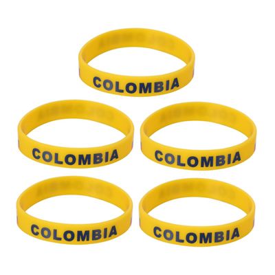 BELLIFFY 5pcs Decorative Country Flag Wristband Silicone Bracelet Fits for Games and Matches