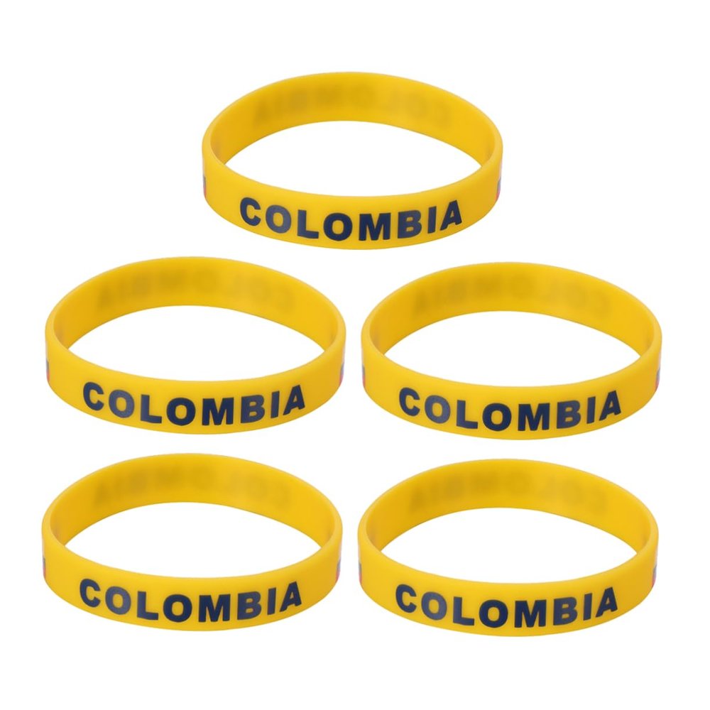 BELLIFFY 5pcs Decorative Country Flag Wristband Silicone Bracelet Fits for Games and Matches