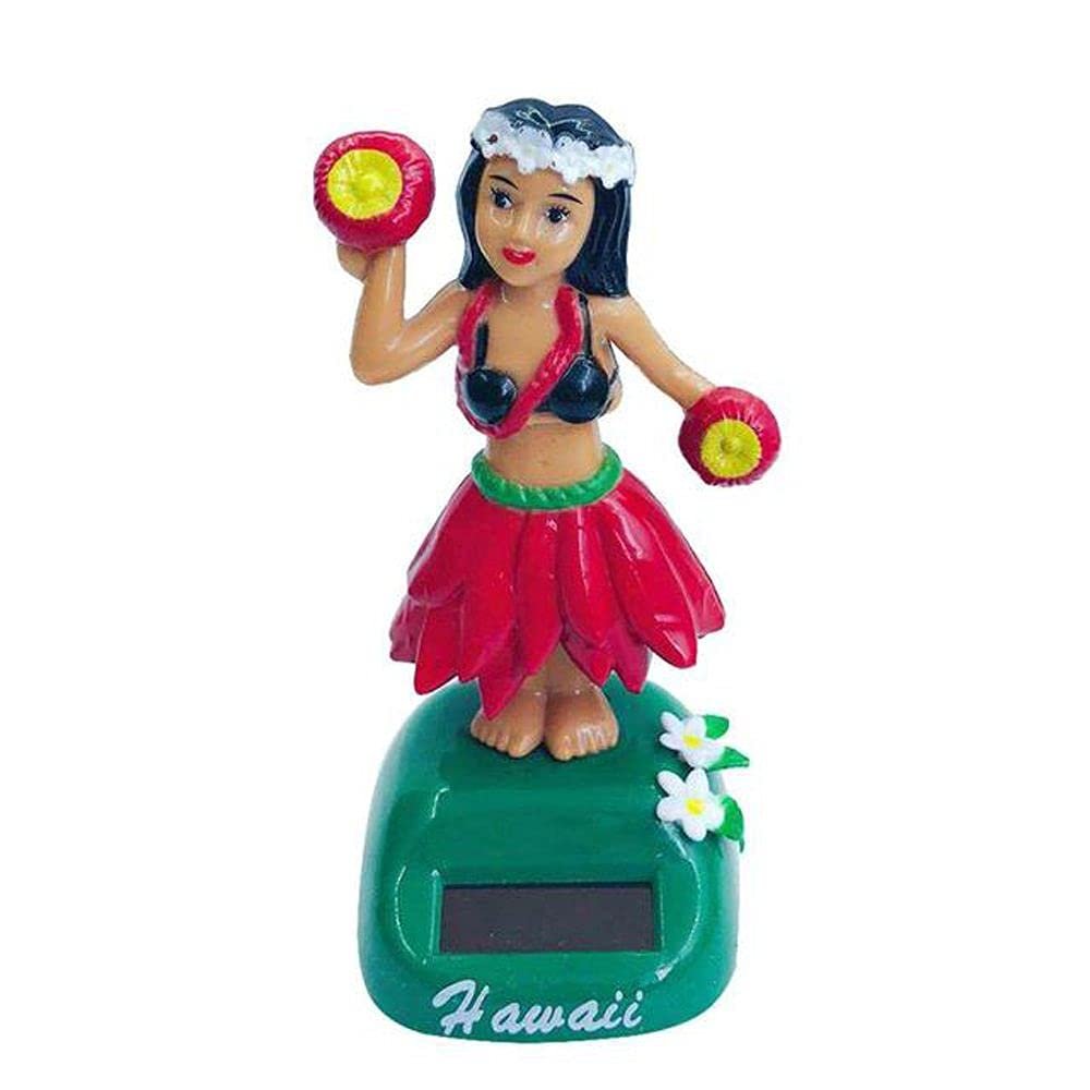 ToysCentral Basics Solar Powered Hula Girl Dancing Figures Decoration Swinging Hawaiian Girl Doll Car Dashboard Ornaments for Car Interior Home Party Decor(Red), AMXE10852CUS