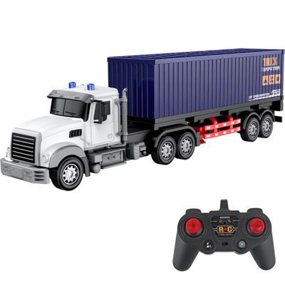 CALEST Remote Control Semi Truck with Trailer -24 Inch Semi Truck Toy for Kids,1:24 Container Truck with LED Lights & Music, Great Gift for Boys Girls