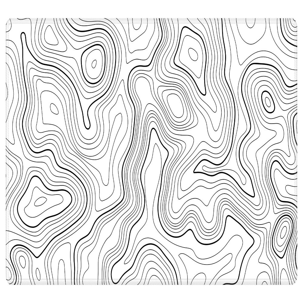 EDGFRTOIO Card Playmat 24" x 14" TCG Game Mat for MTG and Other Card Games, Premium Stitched Card Gameplay Mat with Non-Slip Rubber Backing Board Games Desk Duel Mats, White Topographic Contour Line