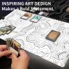 EDGFRTOIO Card Playmat 24" x 14" TCG Game Mat for MTG and Other Card Games, Premium Stitched Card Gameplay Mat with Non-Slip Rubber Backing Board Games Desk Duel Mats, White Topographic Contour Line view 2