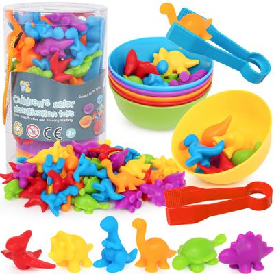 Dinosaur Toys,Color Sorting Toys for Toddlers,Montessori Education Learning Toy,Toddler Activities Sensory Training & Counting Games Christmas Stocking Stuffers Gifts for 3 Year Old Boys Girls