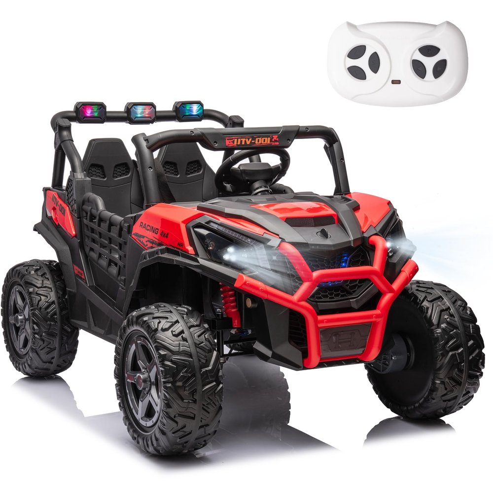 FINITO 24V 4WD Ride on Car Truck w/Remote Control,44 Kids UTV, 2 Seater 24V Battery Powered 4 Wheels Electric Car for Kids Ages 3+, Red