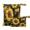 Haskirky Sunflowers 2 Pcs Cloth Diaper Wet Dry Bags,Waterproof and Washable Bag for Travel Reusable Wet Bag for Baby Diaper Organizer view 1