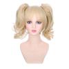 DUDUWIG Kids Blonde Two Ponytail Wig Girls Short Light Blonde Wavy Curly Wig with Bangs Heat Resistant Synthetic Wigs with Cap view 3