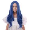 DUDUWIG Dark Blue Wig Long Blue Middle Part Wig Dark Blue Wavy Curly Wigs Heat Resistant Synthetic Wigs with Cap (Small Size) view 1