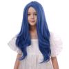 DUDUWIG Dark Blue Wig Long Blue Middle Part Wig Dark Blue Wavy Curly Wigs Heat Resistant Synthetic Wigs with Cap (Small Size) view 3