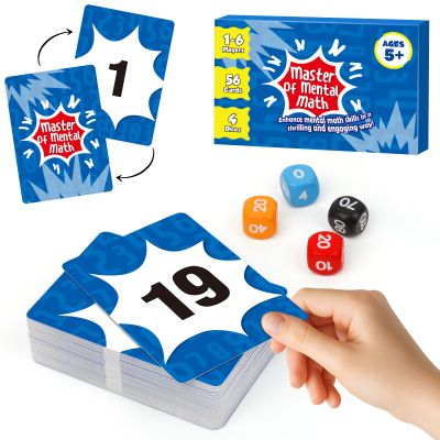 Aizweb Math Games for Kids - Addition, Subtraction, Multiplication, Division Flash Cards - Educational Learning Counting for Homeschool, Classroom, Travel - Indoor Outdoor Dice Family Game