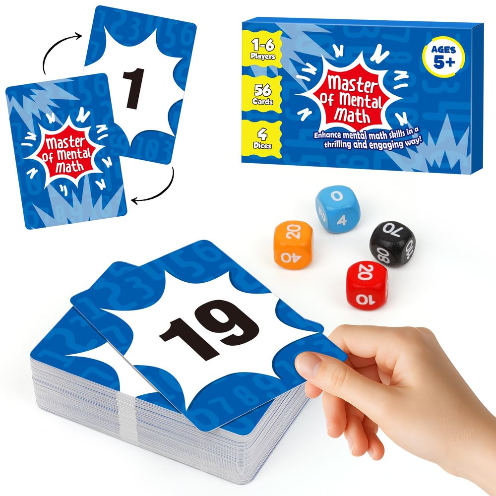 Aizweb Math Games for Kids - Addition, Subtraction, Multiplication, Division Flash Cards - Educational Learning Counting for Homeschool, Classroom, Travel - Indoor Outdoor Dice Family Game