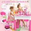 OCATO Kids Toddler Table and Chair Set: Water Table Activity Tables with 152Pcs Large Marble Run Building Blocks 2 Rabbit Chairs Storage All in One Play Sensory Sand Tables 3-6 Year Old Girl Toy Gift view 3