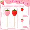Teenyyou 48 Pcs Strawberry Cupcake Toppers Red Pink Strawberry Cupcake Picks Fruit Theme Berry Cake Topper Birthday Decorations for Birthday Party Supplies view 2