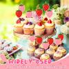 Teenyyou 48 Pcs Strawberry Cupcake Toppers Red Pink Strawberry Cupcake Picks Fruit Theme Berry Cake Topper Birthday Decorations for Birthday Party Supplies view 4