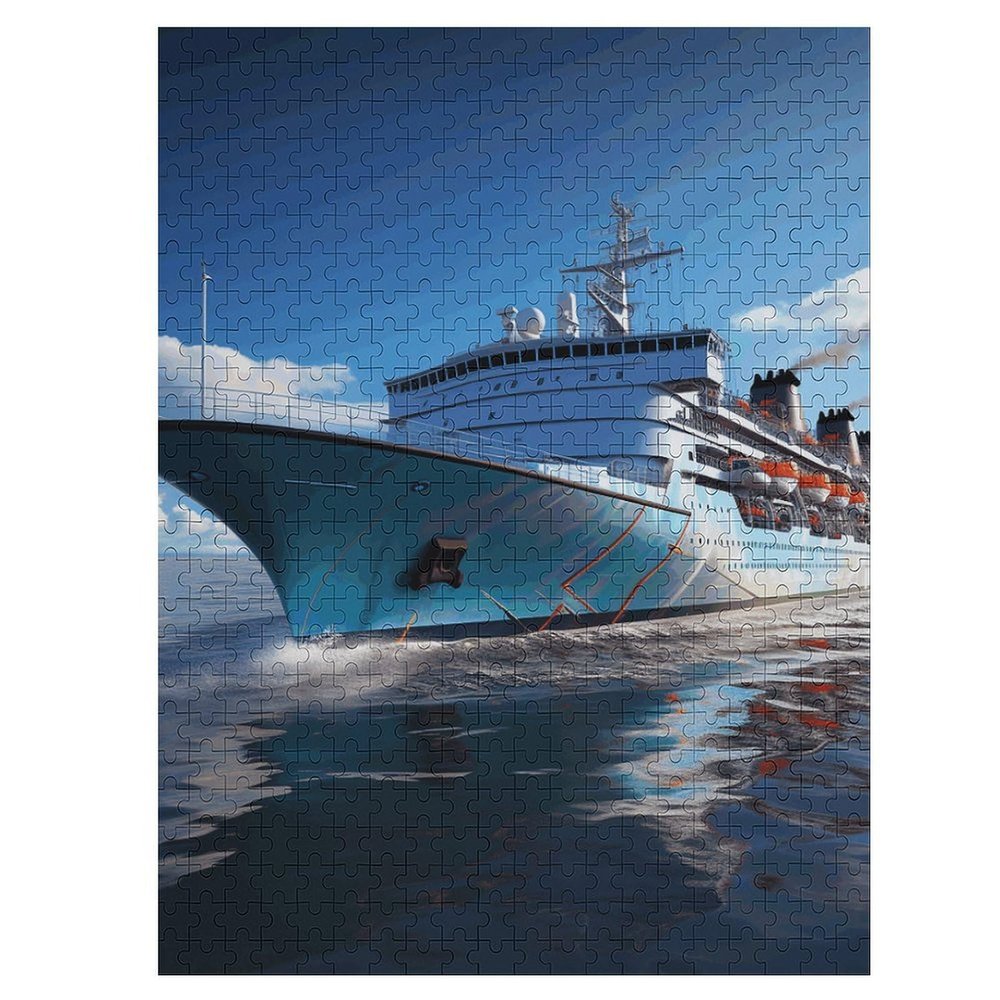 500 PCS Jigsaw Puzzle for Adults Personalized Picture Puzzle Ocean Ferry Boat Customized Wooden Puzzle for Family, Birthday, Wedding, Game Nights Gifts