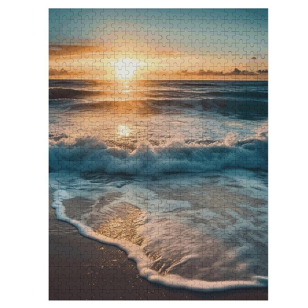 500 PCS Jigsaw Puzzle for Adults Personalized Picture Puzzle Ocean Sunrise Customized Wooden Puzzle for Family, Birthday, Wedding, Game Nights Gifts
