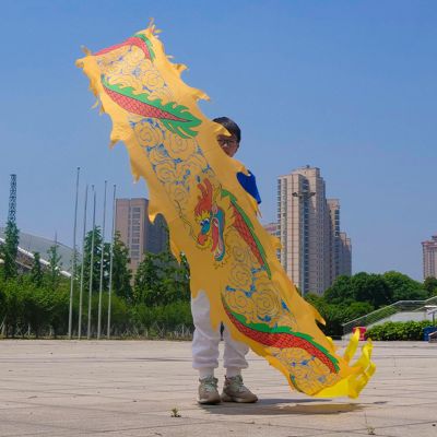 Kunovo Dragon Poi Small Size Dragon Dance Ribbon for Kids, Washable Fitness Dragon Streamer with Dragon Head, Dragon Design Spinning & Shaking Poi 6.5/10/16.4 ft (Color : Yellow, Size : 3 m (10 ft))