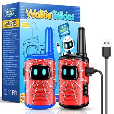 Walkie Talkies for Kids Boys Rechargeable: 2 Pack Kids Walkie Talkies Outdoor Toys for 3 4 5 6 7 8 Year Old Boy Easter Birthday Gifts Basket Stuffers for Grandkids Age 3-8 Year Old Hiking Camping
