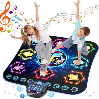 Surelect Dance Mat, 2025 Light Up 8-Button Dance Pad with Wireless Bluetooth, Upgraded Flowing Light Control System with Stands, Kids Toys Music Games Birthday for 3-12 Year Old Boys Girls