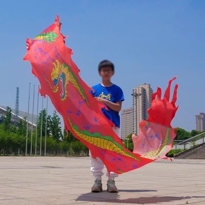 Kunovo Dragon Poi Small Size Dragon Dance Ribbon for Kids, Washable Fitness Dragon Streamer with Dragon Head, Dragon Design Spinning & Shaking Poi 6.5/10/16.4 ft (Color : Red, Size : 3 m (10 ft))
