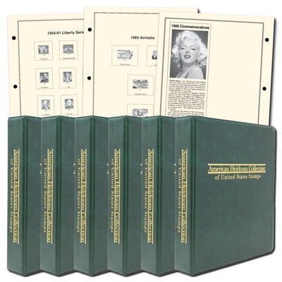 Generic Mystic American Heirloom Stamp Albums, Volume 1-6 Complete Set, Standard, Green
