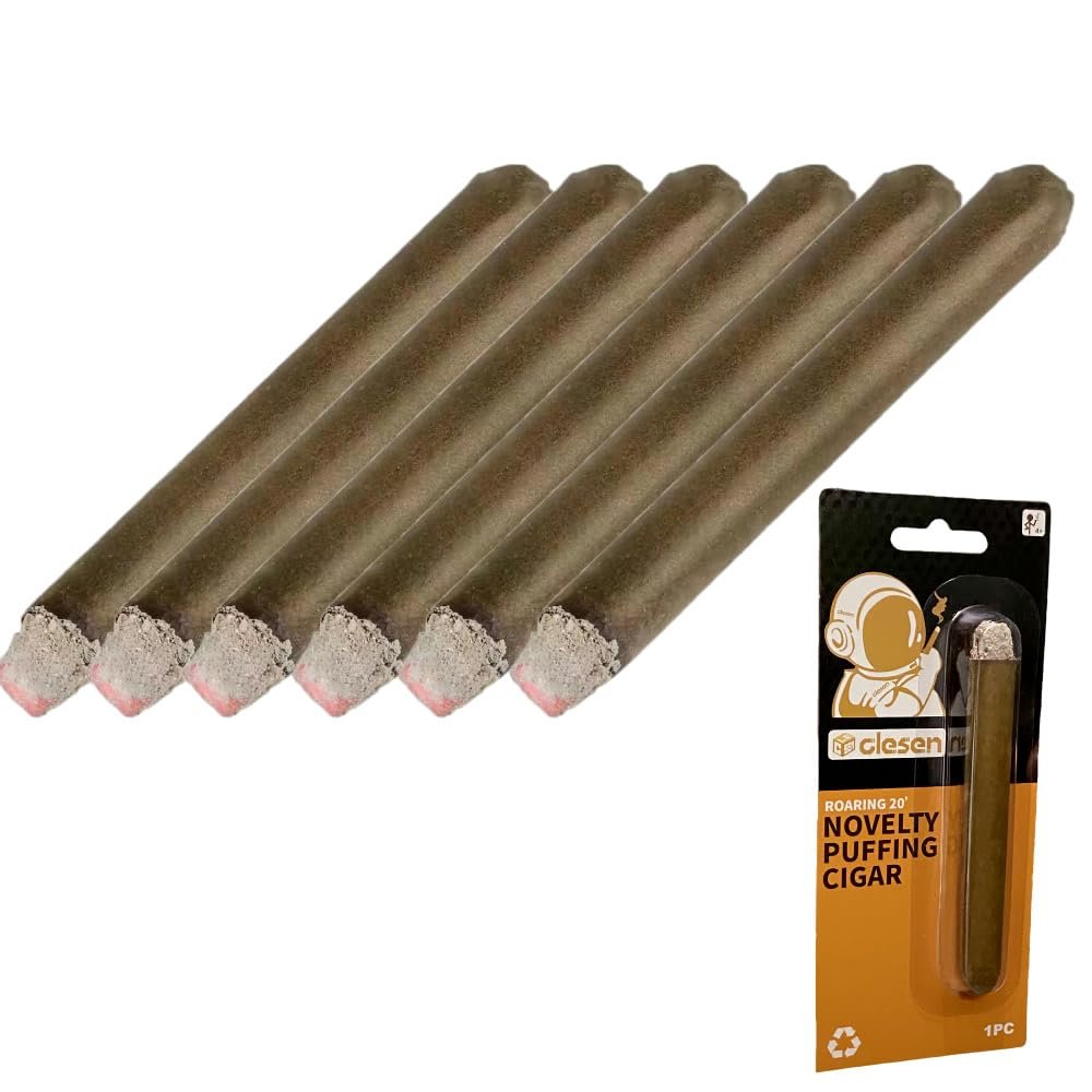 CLESEN Puff Cigar 4.5 Inch(6 Pack),That Blow Smoke,Durable Realistic,Ideal for Themed Parties,Prop for Prank, Halloween Costume, Movie, Or Theater Play Tricky Fun Gag Cool Toy,