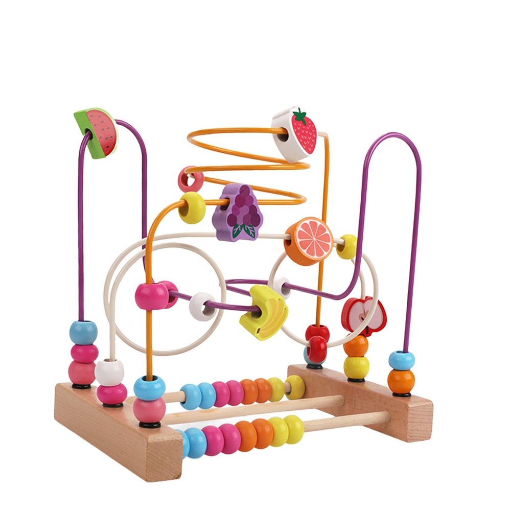 Almencla Bead Maze Toy Beads Roller Toy for Kids Boy Girl Gift Grasping Ability Counting Ages 3+ Colorful Roller Coaster Developmental, Fruit A