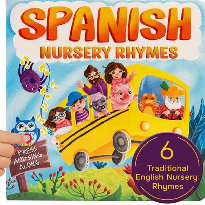 Bilingual Spanish Books for Toddlers 1-3, Six (6) Nursery Rhymes in Spanish & English | Interactive Baby Sound Book | Educational Learning Toys | Libros para nios en espaol - English Traditional