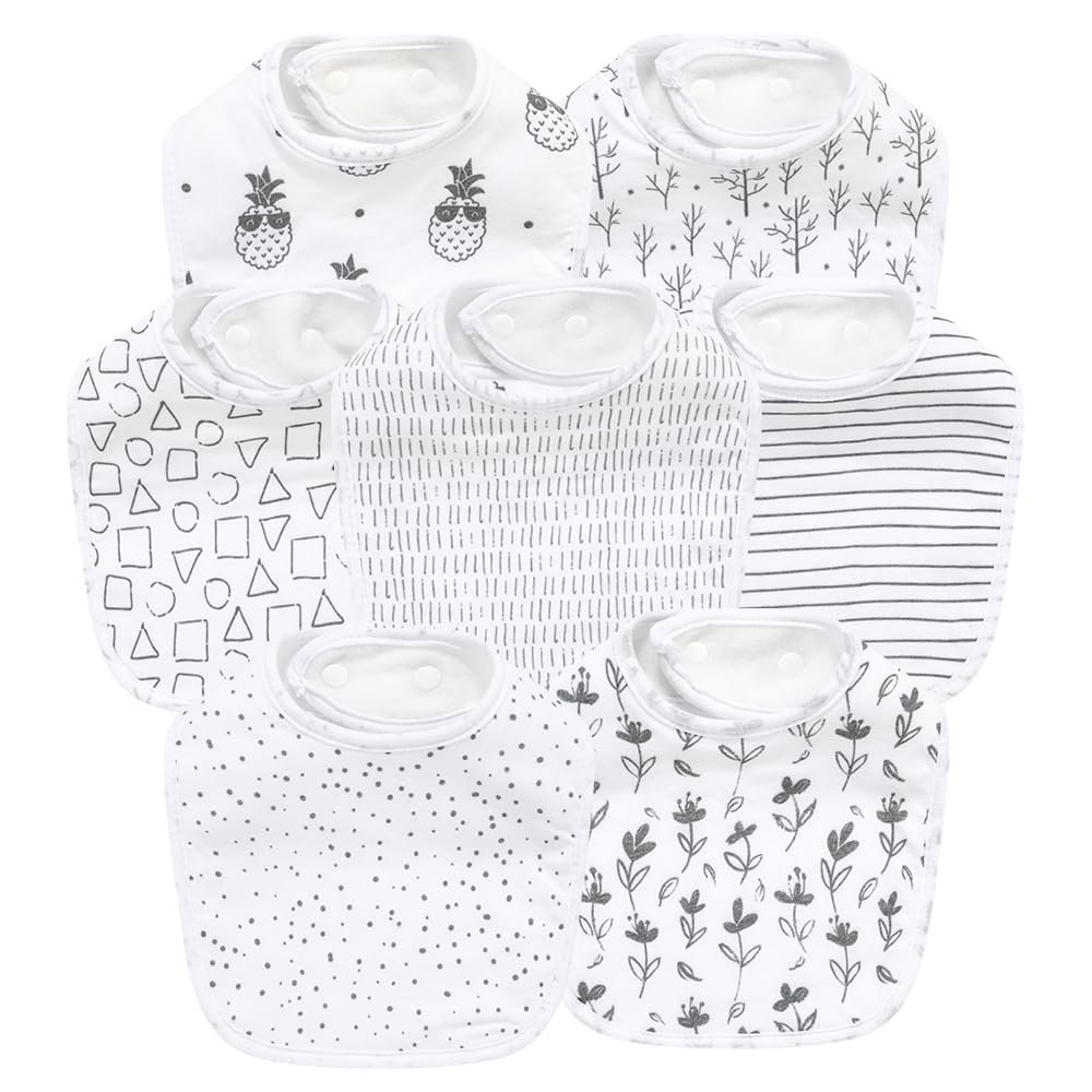 Gelisite 7 Pack Baby Cotton Absorbent Bibs for Drooling Teething (black-2)