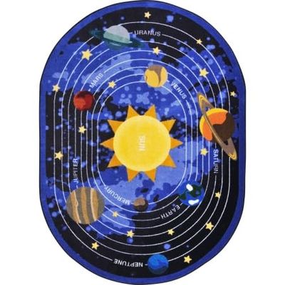 Kid Essentials Cosmic Wonders Geography & Environment Oval Rugs Black - 7 ft. 8 in. x 10 ft. 9 in.