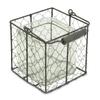 Square Glass Jar in Wire Basket, Brown - Large view 1