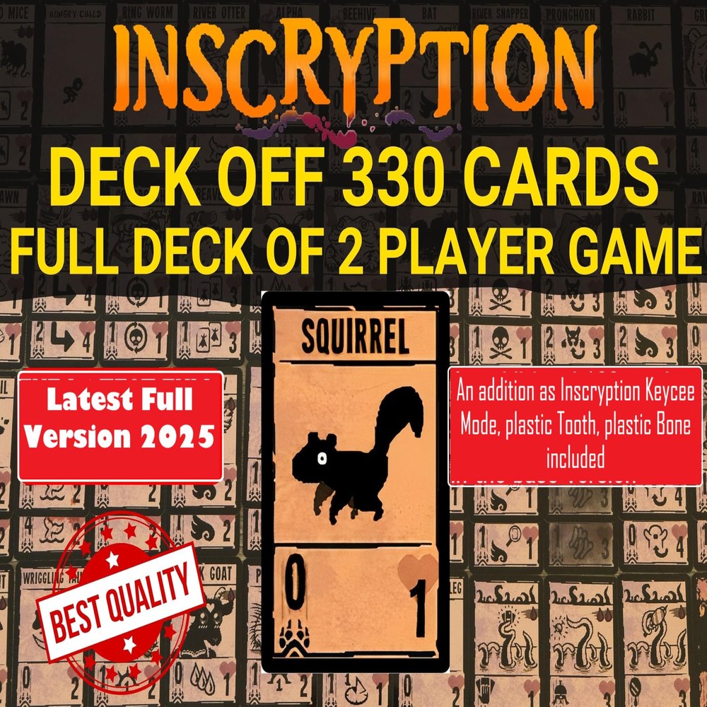 Generic Inscryption Card Game, Inscryption Cards. Fully Eligible for 2 Player Game. Gift for Friends, Gifts for Events... (J: Full Set - 330 Laminated Cards)
