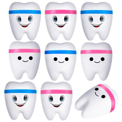 8 Pcs Tooth Stress Ball, Slow Rising Teeth Shape Stress Balls Bulk for Dental Office Party Favors