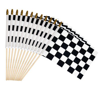 12 Pack 4x6 Inch Checkered Flag On Sticks, Race Birthday Party Supplies, Double Sided Racing Party Decorations, Black White Checkered Mini Stick Flag For Room