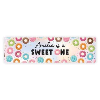 Andaz Press Personalized Sweet One First Birthday Banner, 13 x 47-Inch Rectangular, Multicolored, Polyester Blend, Indoor Use, Unisex, No Additional Components, Wall Mount