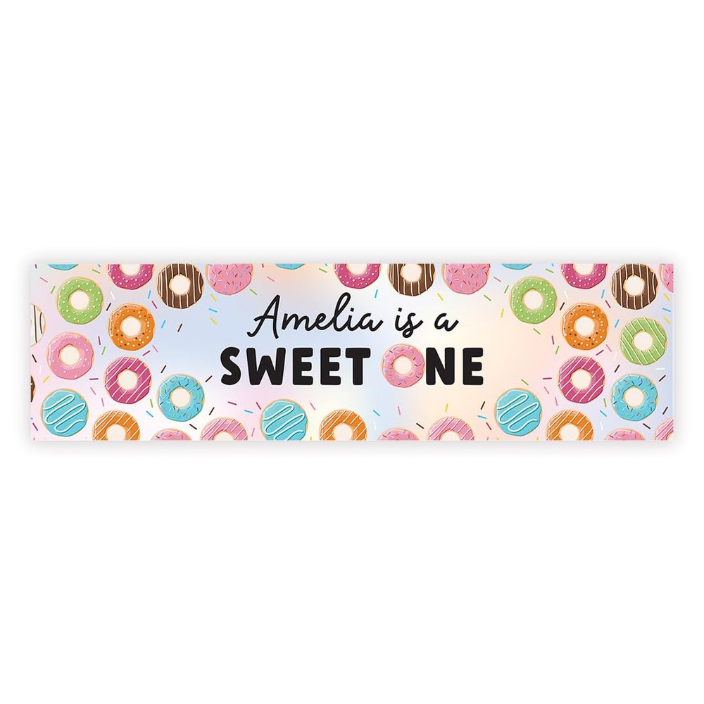 Andaz Press Personalized Sweet One First Birthday Banner, 13 x 47-Inch Rectangular, Multicolored, Polyester Blend, Indoor Use, Unisex, No Additional Components, Wall Mount