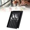 Flatware Set, 5 Piece Stainless Steel Flatware Cutlery Set Silverware Set Stainless Steel Heavy Duty Silverware Set for Home(Black Clip Handle) view 3
