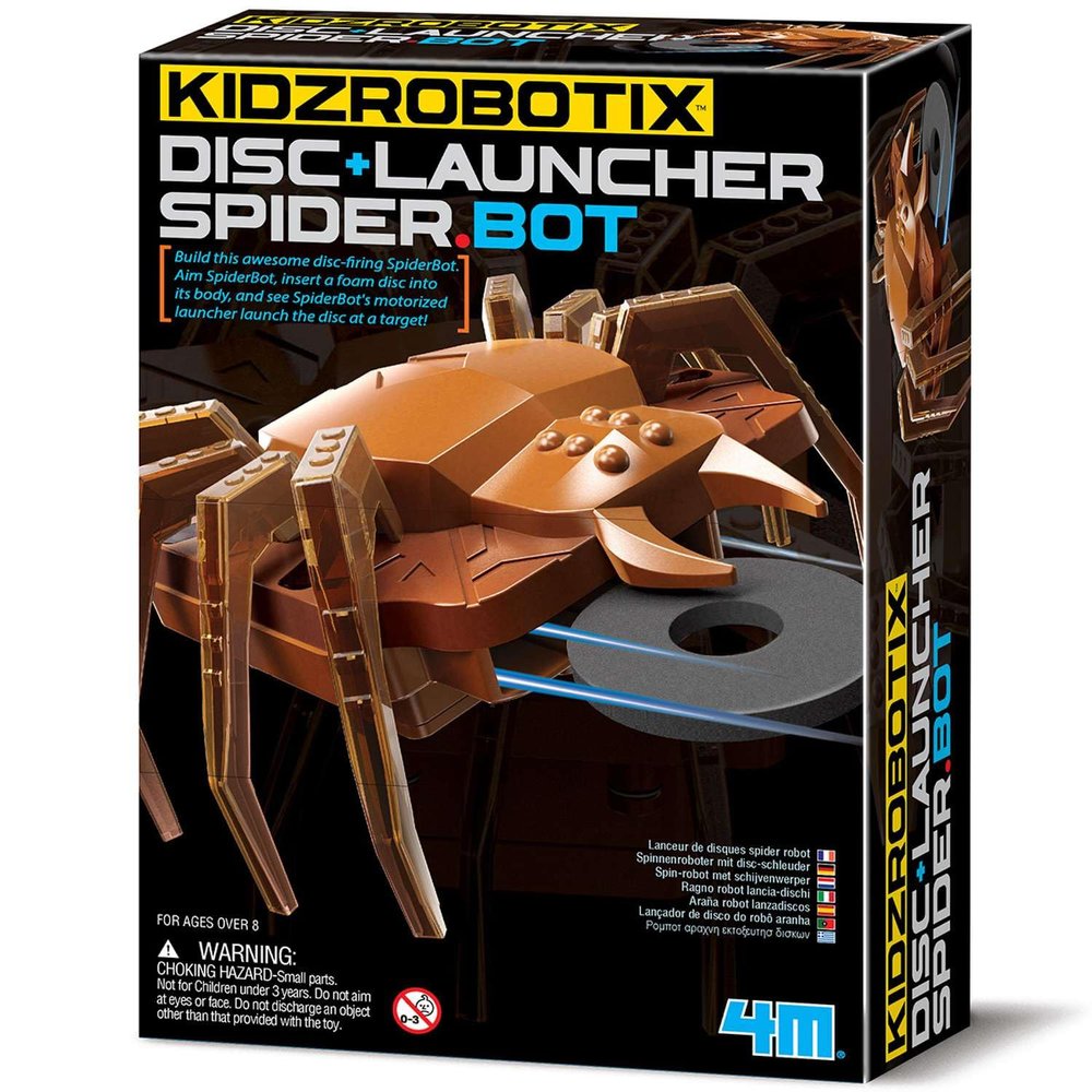 4M KidzRobotix Disc Launcher SpiderBot, Build and Launch Flying Discs, Ages 8+, 24.5 x 30.5 x 7.6 cm