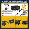 Electric Remote Control Train Set Christmas Trains Steam Locomotive, Cargo Car & Tracks, Rechargeable Train Toys for Kids w/3 Smoke,Whistle & Lights, Christmas Birthday Gift for Boys Girls 3 4 5 6 7 view 3
