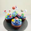 Ephlyn 24Pcs Outer Space Cupcake Toppers Planet Rocket Spaceship Trip to the Moon Star Cupcake Picks Solar System Galaxy Universe Planets Birthday Cupcake Decorations Party Supplies view 4