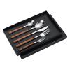 Flatware Set, 5 Piece Stainless Steel Flatware Cutlery Set Silverware Set Stainless Steel Heavy Duty Silverware Set for Home(Wood grain Clip Handle) view 1