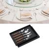 Flatware Set, 5 Piece Stainless Steel Flatware Cutlery Set Silverware Set Stainless Steel Heavy Duty Silverware Set for Home(Wood grain Clip Handle) view 2