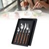 Flatware Set, 5 Piece Stainless Steel Flatware Cutlery Set Silverware Set Stainless Steel Heavy Duty Silverware Set for Home(Wood grain Clip Handle) view 3